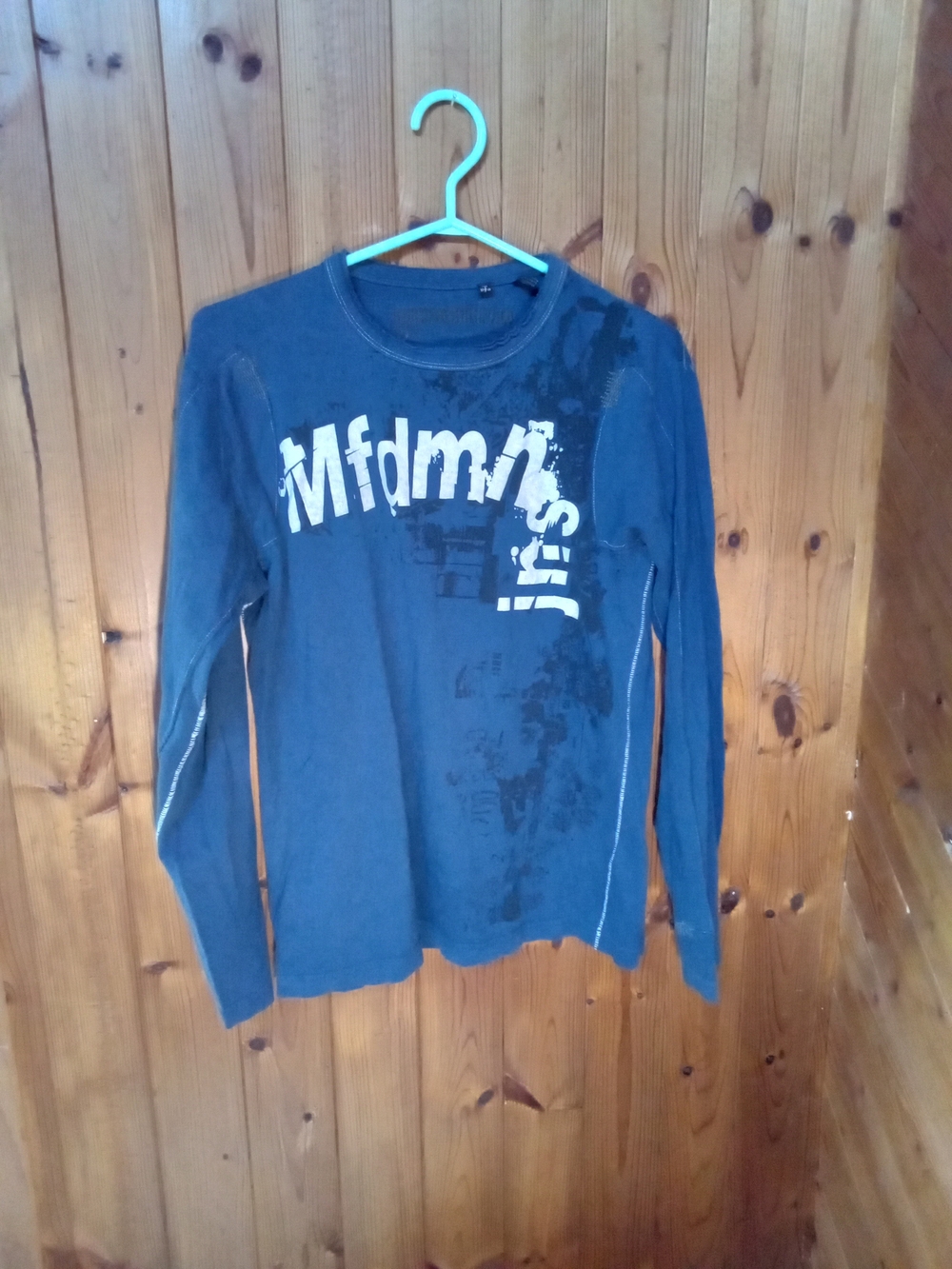 Men's Long Sleeve Graphic Tee - Navy Blue